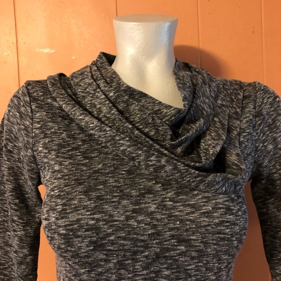 Anthropologie Deletta Heather Grey Pleated Cowlneck Top, XS - Picture 4 of 8